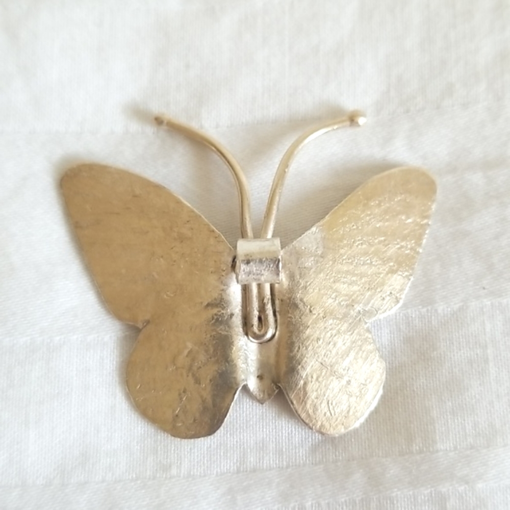 Vintage Sterling Silver Butterfly Pendant Large - Picture 2 of 5